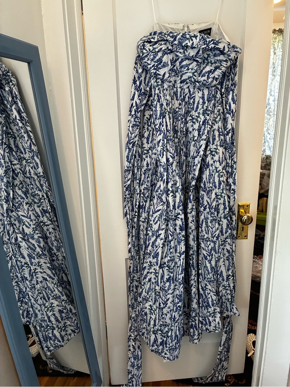 J Crew blue and White Floral Maxi Dress